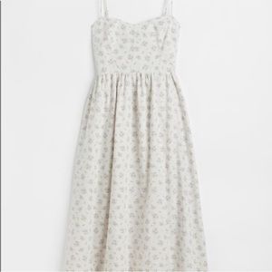 H&M linen sweetheart neckline dress